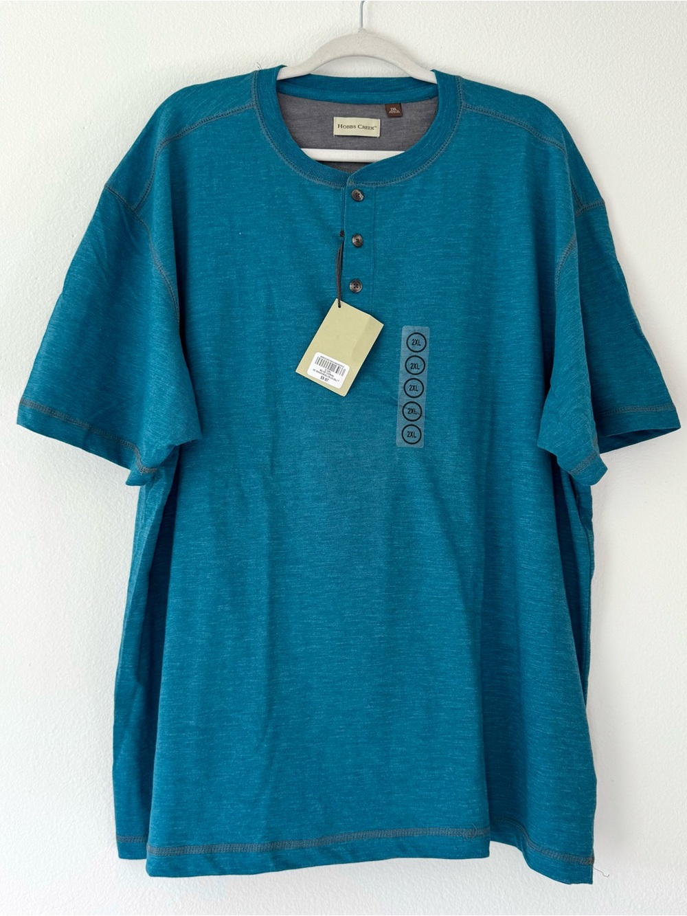 Hobbs Creek Henley Shirt NWT Teal Blue